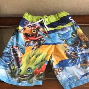 Boys Skylanders swim trunks.